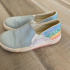 Girls rainbow slip on sneakers